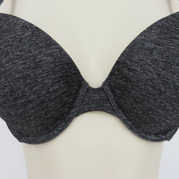 Victorias Secret 34C Padded Perfect Coverage Bra Heather Gray Black Underwire - Picture 4 of 16
